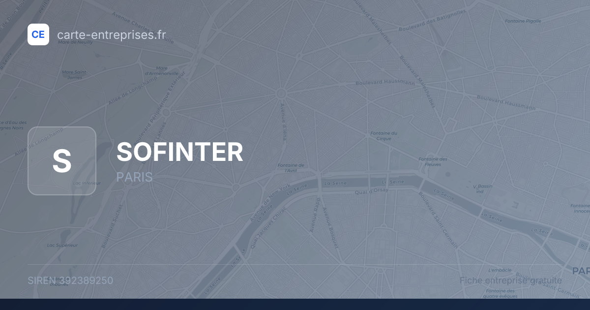SOFINTER — 392389250 — fiche entreprise