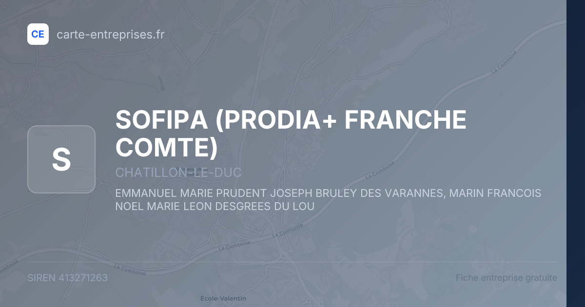 SOFIPA (PRODIA+ FRANCHE COMTE) — 413271263 — fiche entreprise