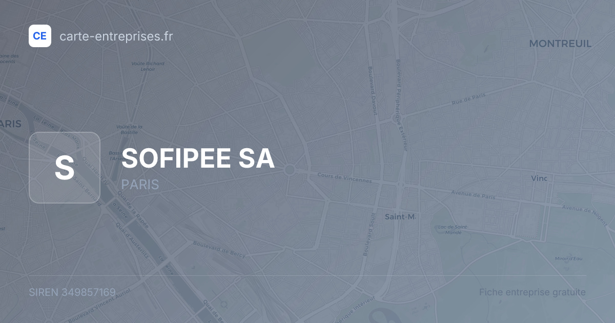 SOFIPEE SA — 349857169 — fiche entreprise