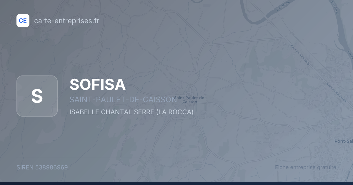 SOFISA — 538986969 — fiche entreprise