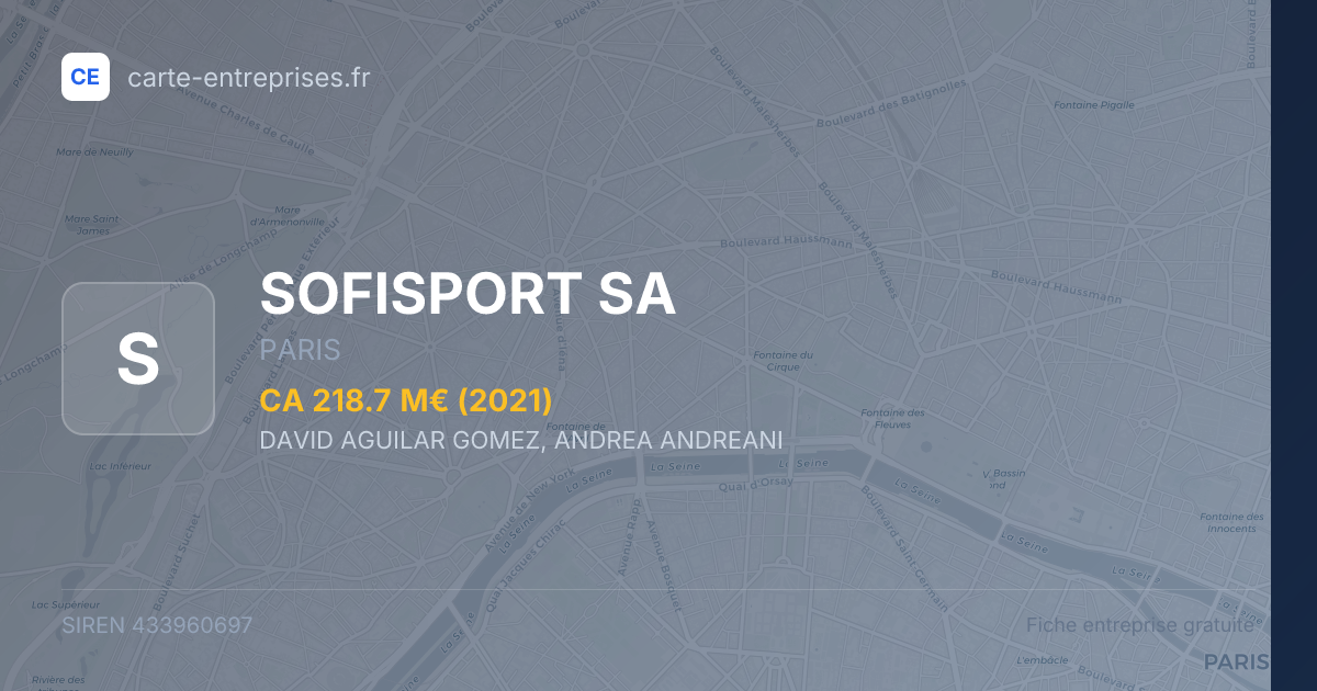 SOFISPORT SA — 433960697 — fiche entreprise