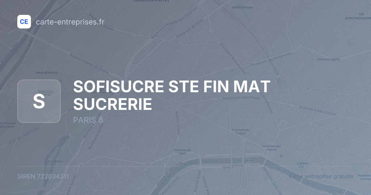SOFISUCRE STE FIN MAT SUCRERIE — 722034311 — fiche entreprise