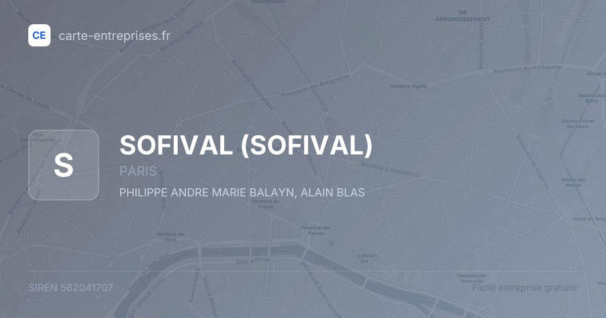 SOFIVAL — 562041707 — fiche entreprise
