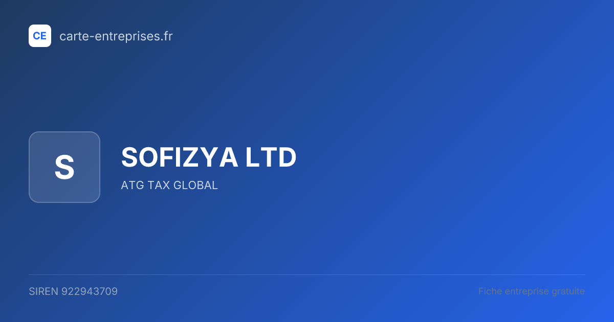 SOFIZYA LTD — 922943709 — fiche entreprise