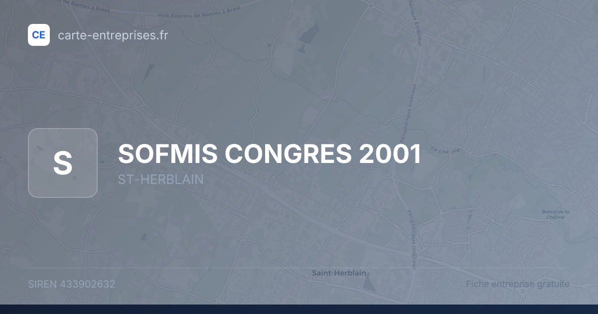SOFMIS CONGRES 2001 — 433902632 — fiche entreprise