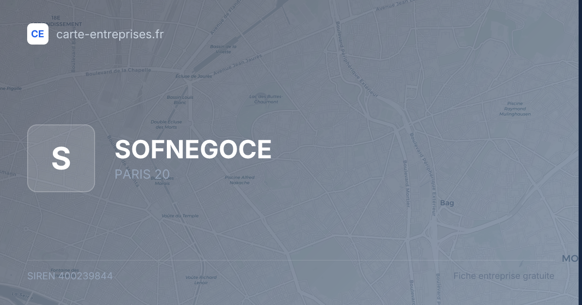 SOFNEGOCE — 400239844 — fiche entreprise