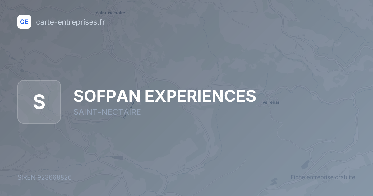 SOFPAN EXPERIENCES — 923668826 — fiche entreprise
