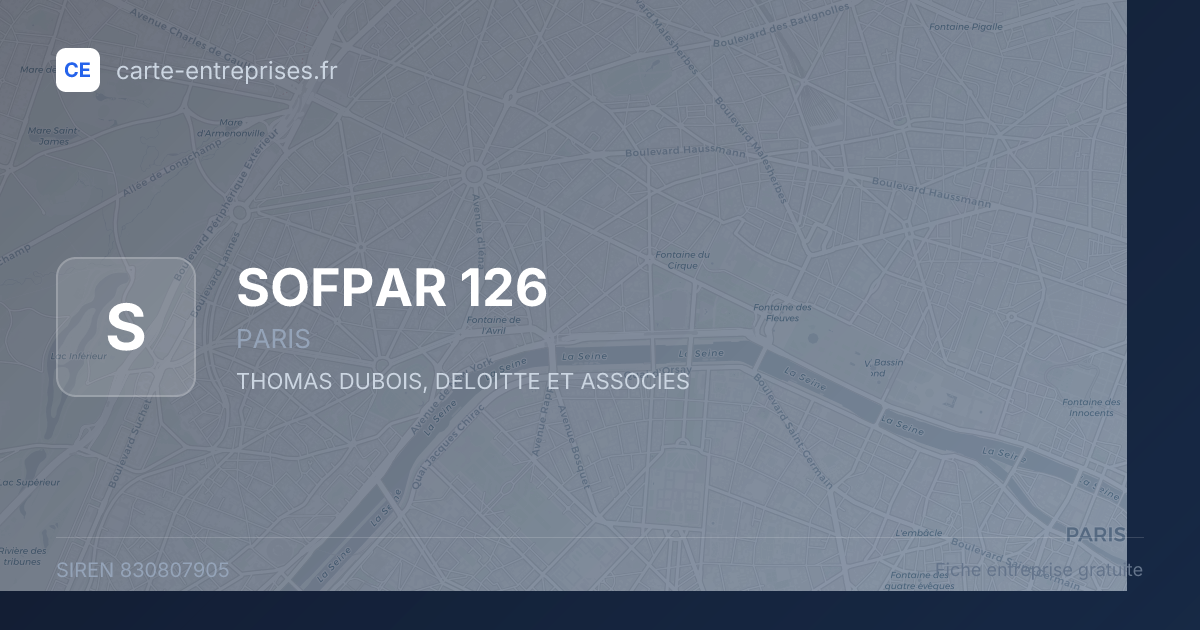 SOFPAR 126 — 830807905 — fiche entreprise