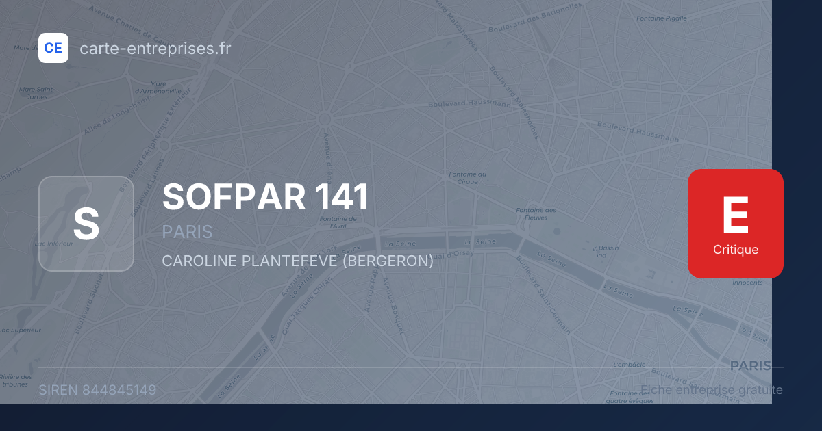 SOFPAR 141 — 844845149 — fiche entreprise