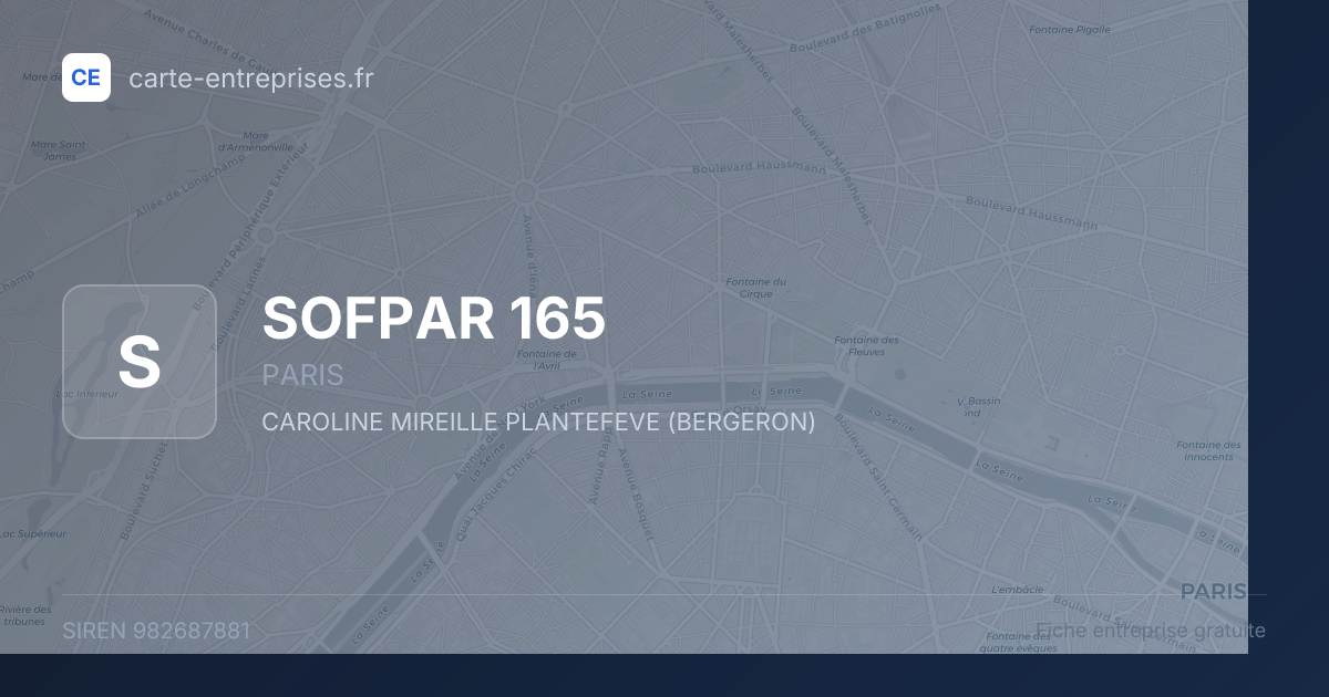 SOFPAR 165 — 982687881 — fiche entreprise