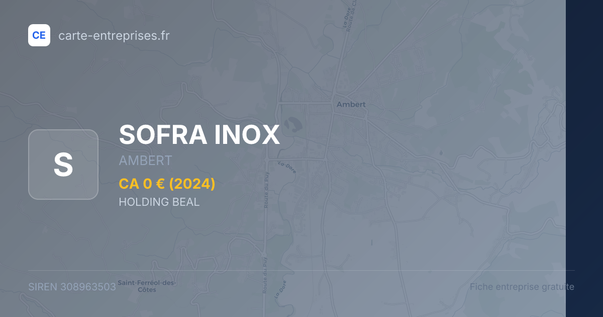 SOFRA INOX — 308963503 — fiche entreprise