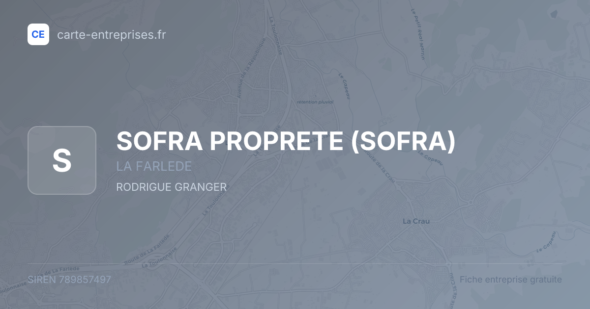 SOFRA PROPRETE (SOFRA) — 789857497 — fiche entreprise