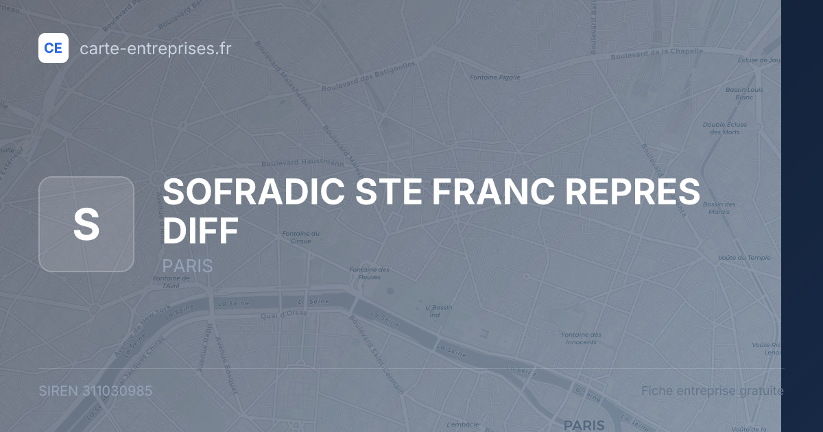 SOFRADIC STE FRANC REPRES DIFF — 311030985 — fiche entreprise