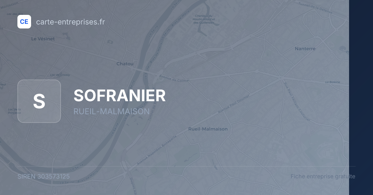 SOFRANIER — 303573125 — fiche entreprise