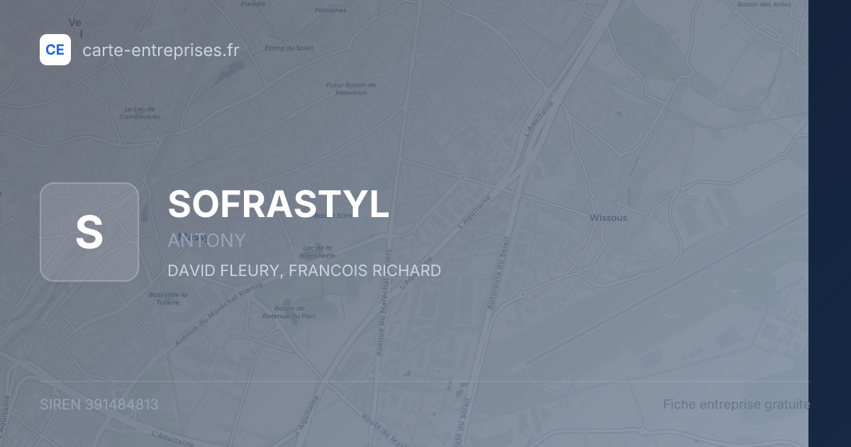 SOFRASTYL — 391484813 — fiche entreprise