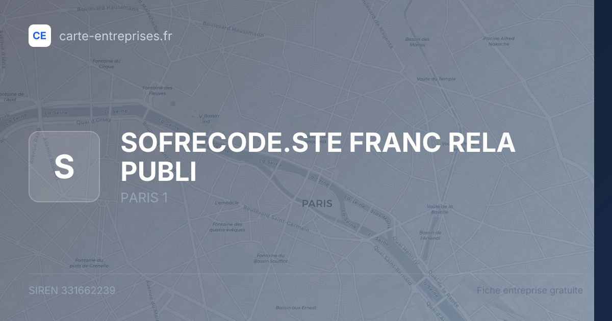 SOFRECODE.STE FRANC RELA PUBLI — 331662239 — fiche entreprise