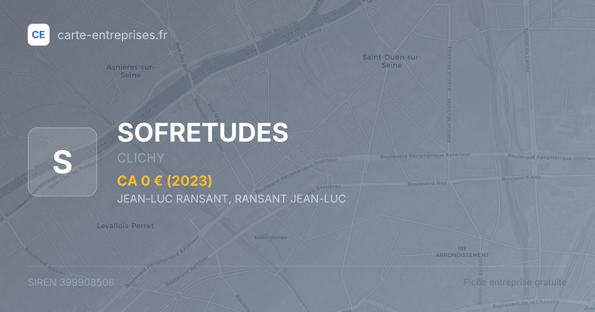 SOFRETUDES — 399908508 — fiche entreprise