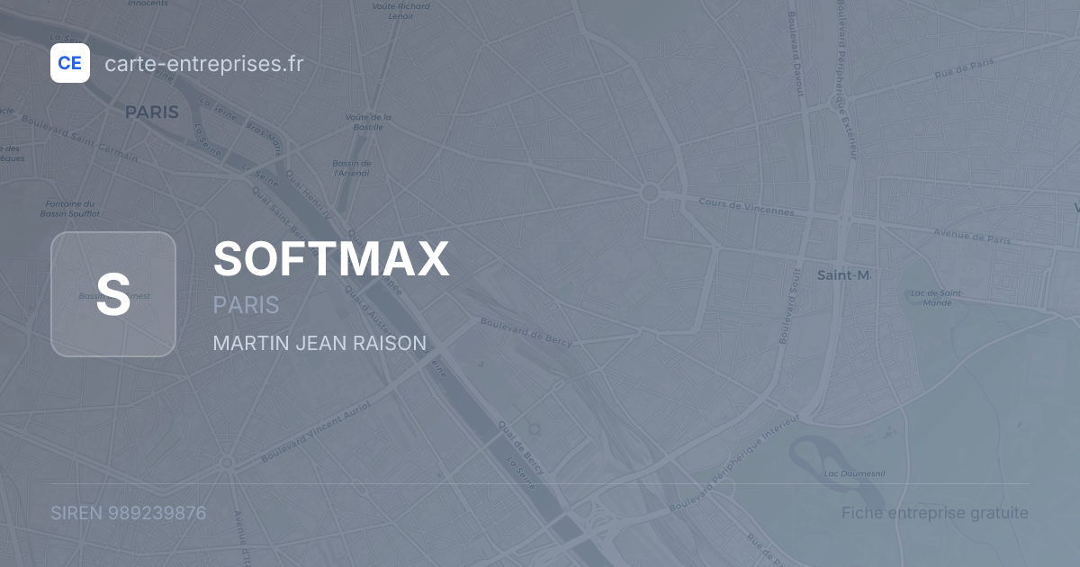 SOFTMAX — 989239876 — fiche entreprise