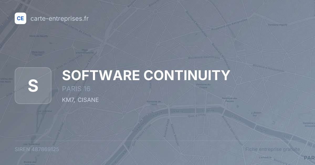 SOFTWARE CONTINUITY — 487869125 — fiche entreprise