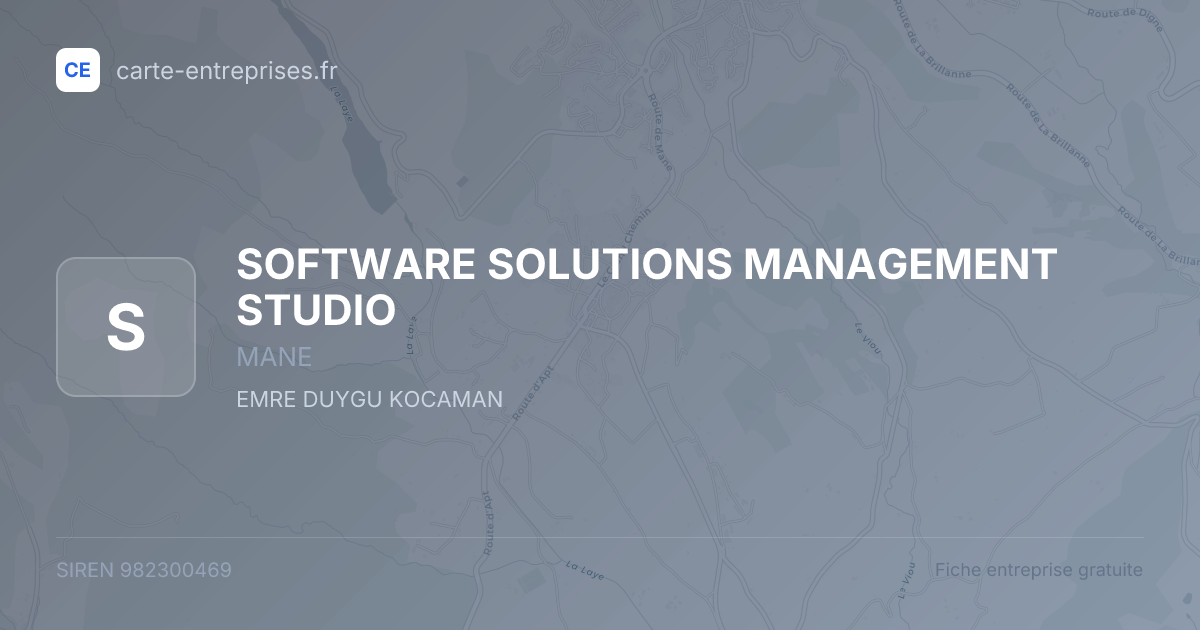 SOFTWARE SOLUTIONS MANAGEMENT STUDIO — 982300469 — fiche entreprise