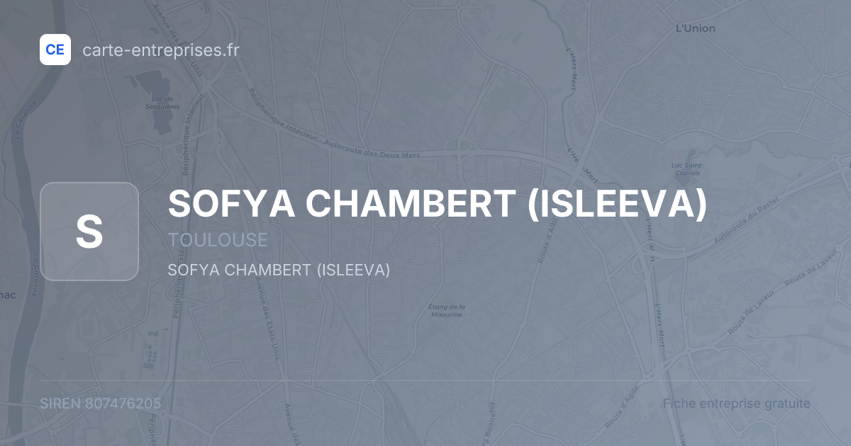SOFYA CHAMBERT (ISLEEVA) — 807476205 — fiche entreprise