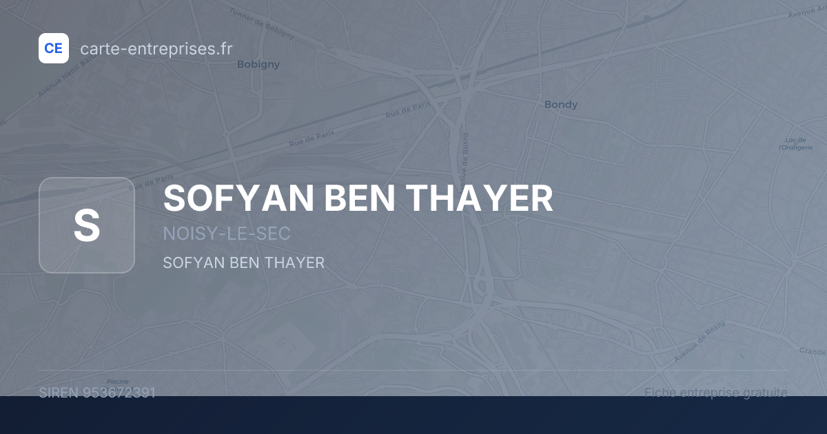 SOFYAN BEN THAYER — 953672391 — fiche entreprise