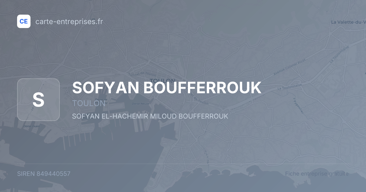 SOFYAN BOUFFERROUK — 849440557 — fiche entreprise