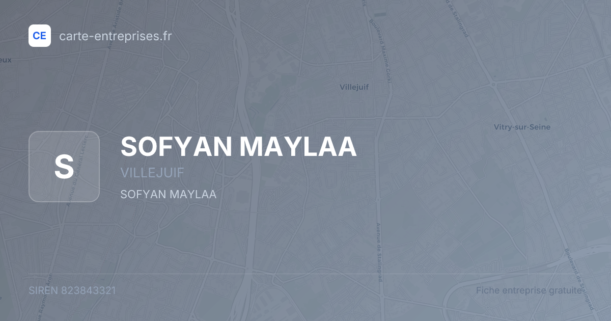 SOFYAN MAYLAA — 823843321 — fiche entreprise