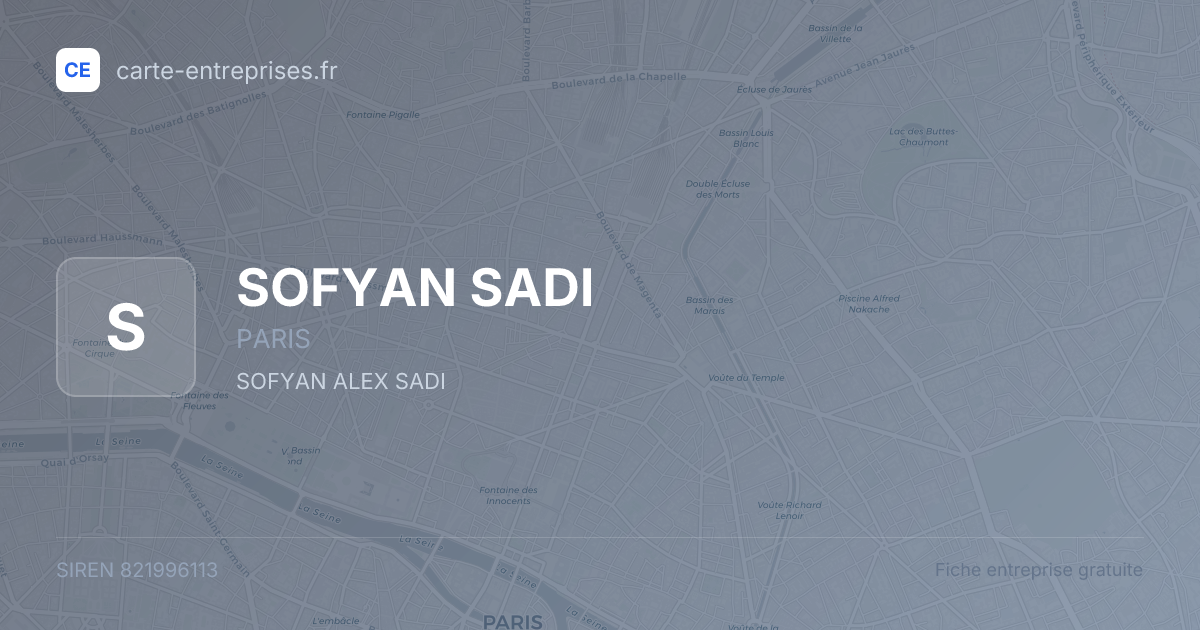 SOFYAN SADI — 821996113 — fiche entreprise
