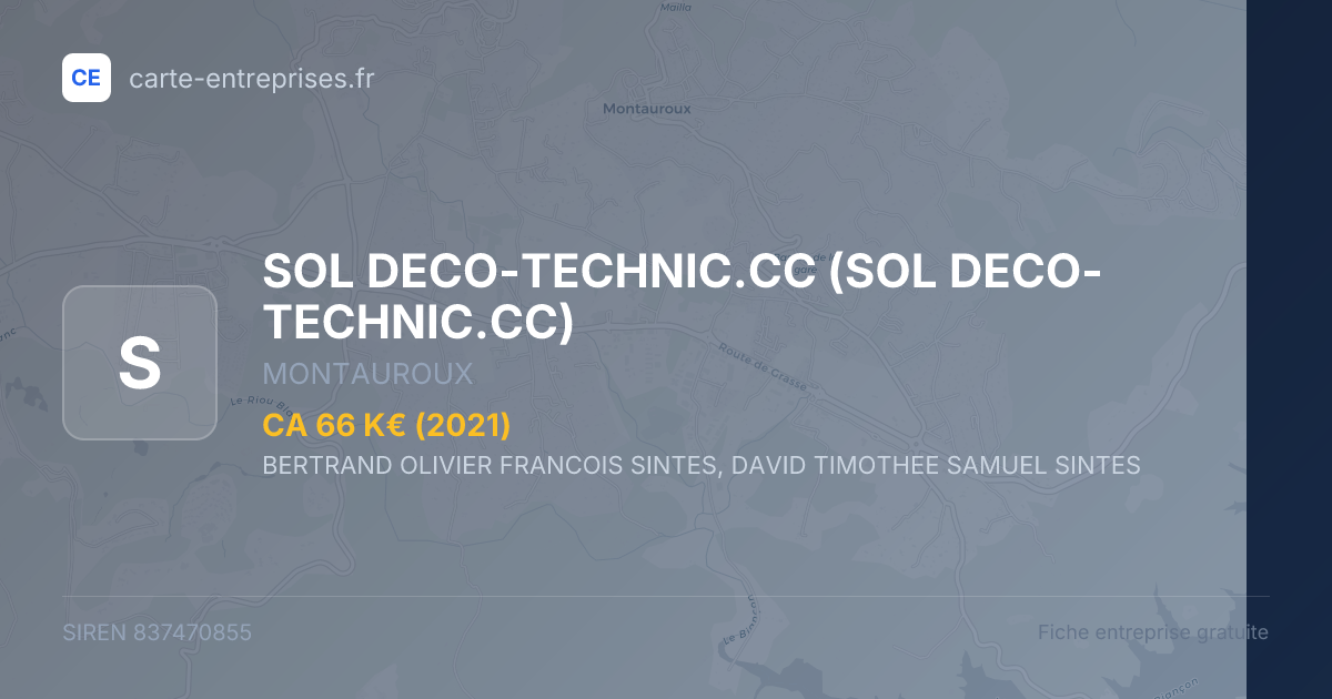 SOL DECO-TECHNIC.CC — 837470855 — fiche entreprise