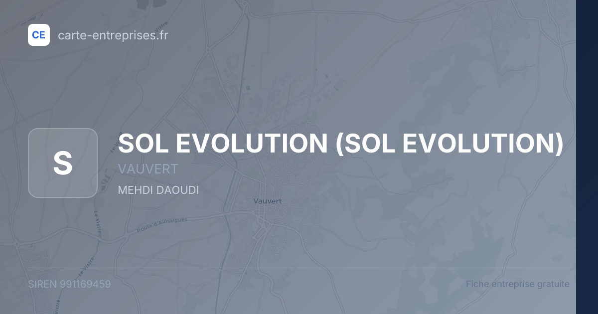 SOL EVOLUTION — 991169459 — fiche entreprise