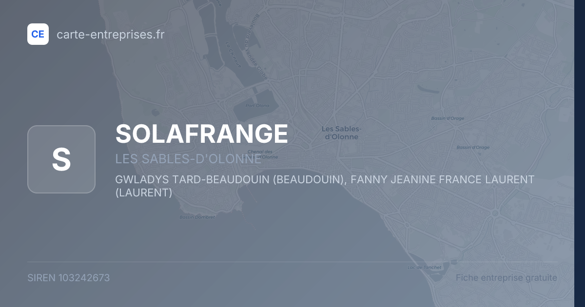 SOLAFRANGE — 103242673 — fiche entreprise