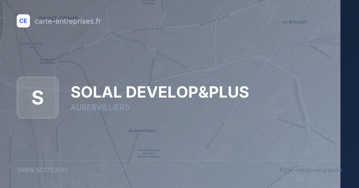 SOLAL DEVELOP&PLUS — 503723561 — fiche entreprise
