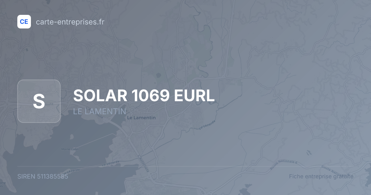 SOLAR 1069 EURL — 511385585 — fiche entreprise