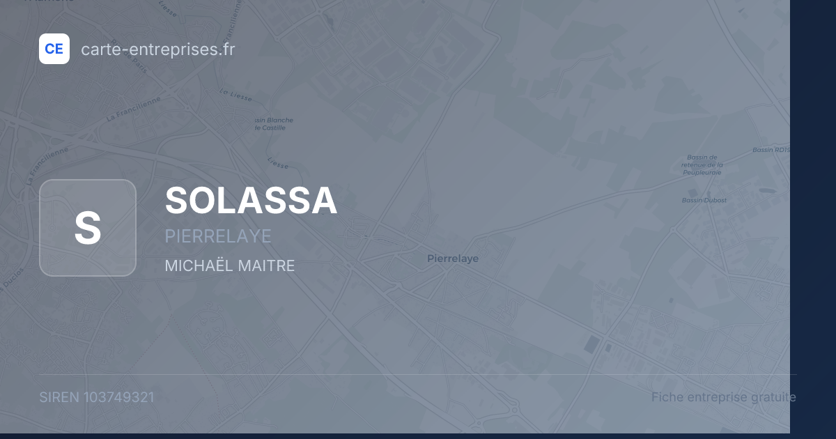 SOLASSA — 103749321 — fiche entreprise