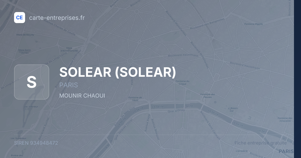 SOLEAR — 934948472 — fiche entreprise