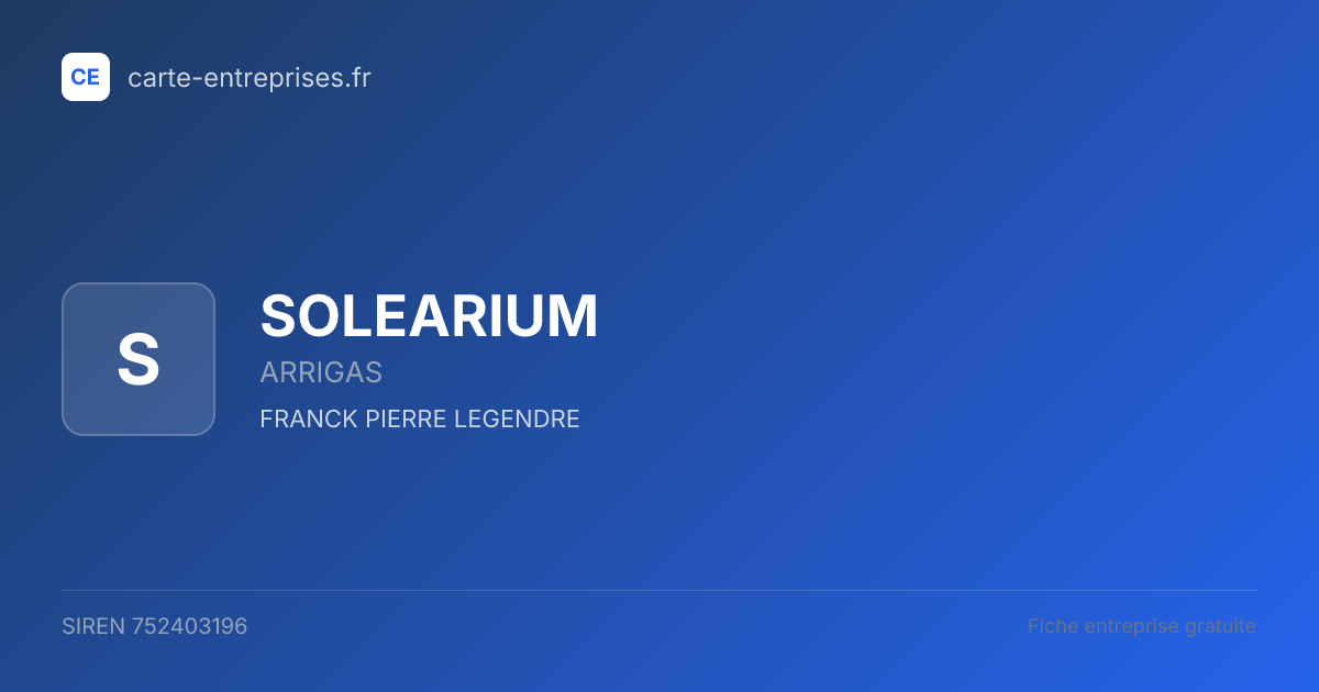 SOLEARIUM — 752403196 — fiche entreprise