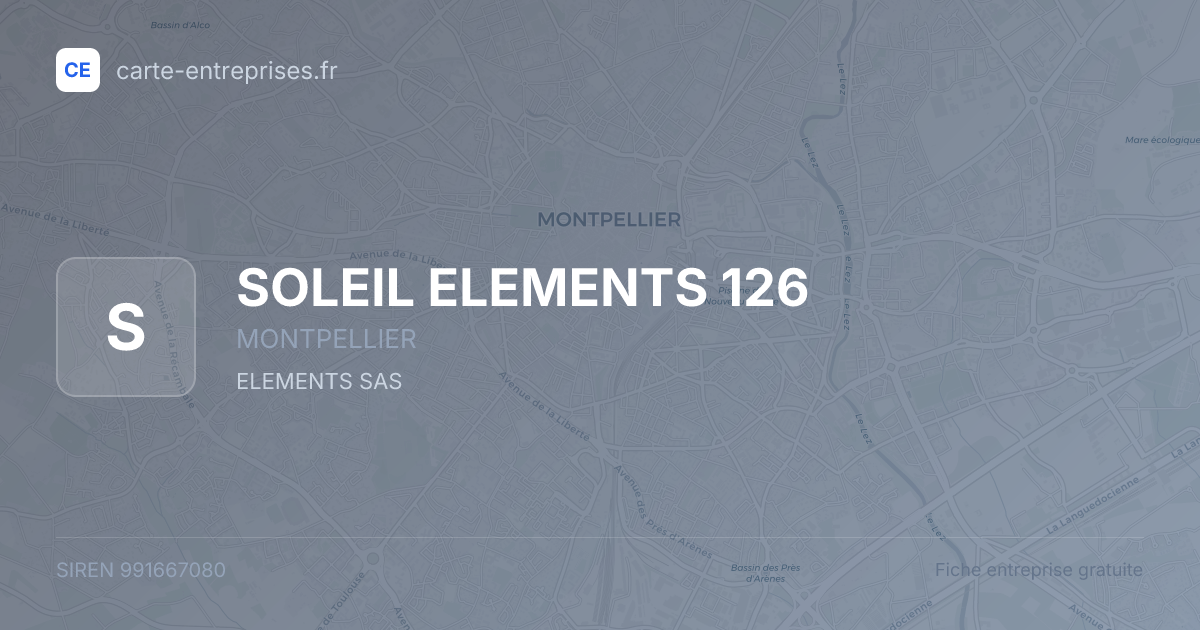 SOLEIL ELEMENTS 126 — 991667080 — fiche entreprise