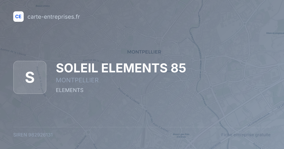 SOLEIL ELEMENTS 85 — 982926131 — fiche entreprise