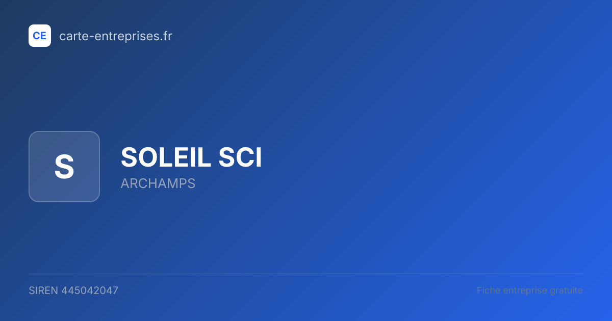 SOLEIL SCI — 445042047 — fiche entreprise