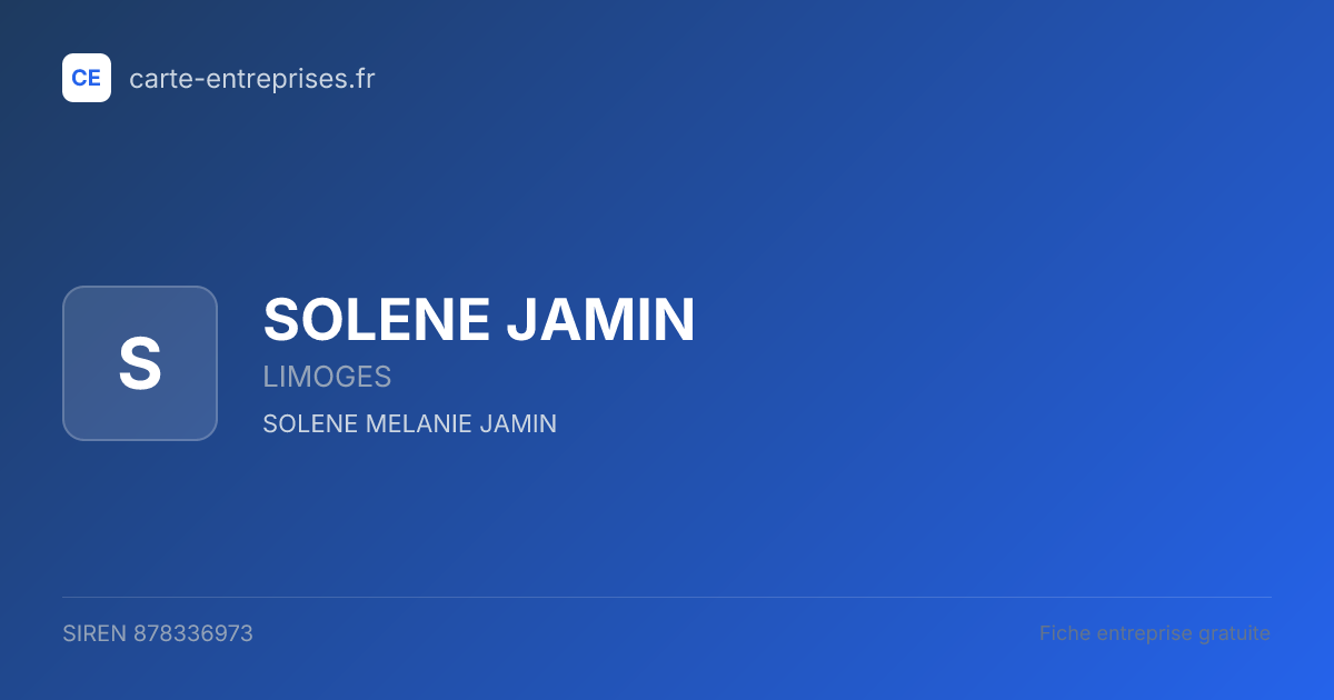SOLENE JAMIN — 878336973 — fiche entreprise