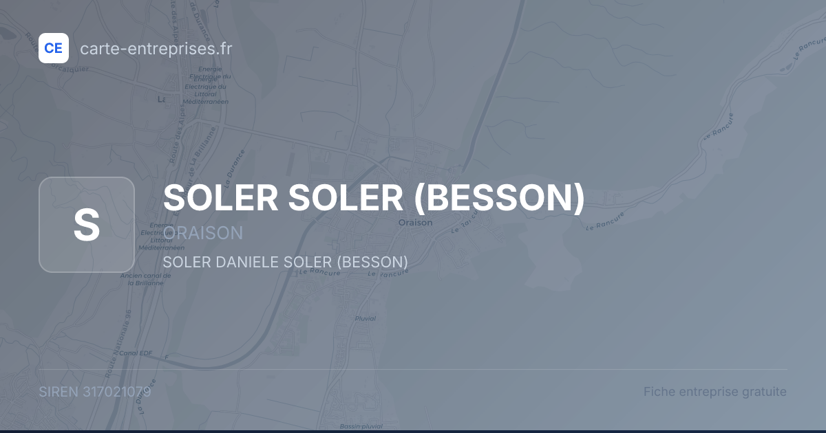 SOLER SOLER (BESSON) — 317021079 — fiche entreprise