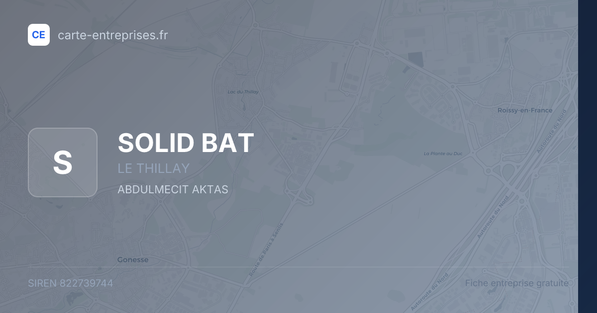 SOLID BAT — 822739744 — fiche entreprise