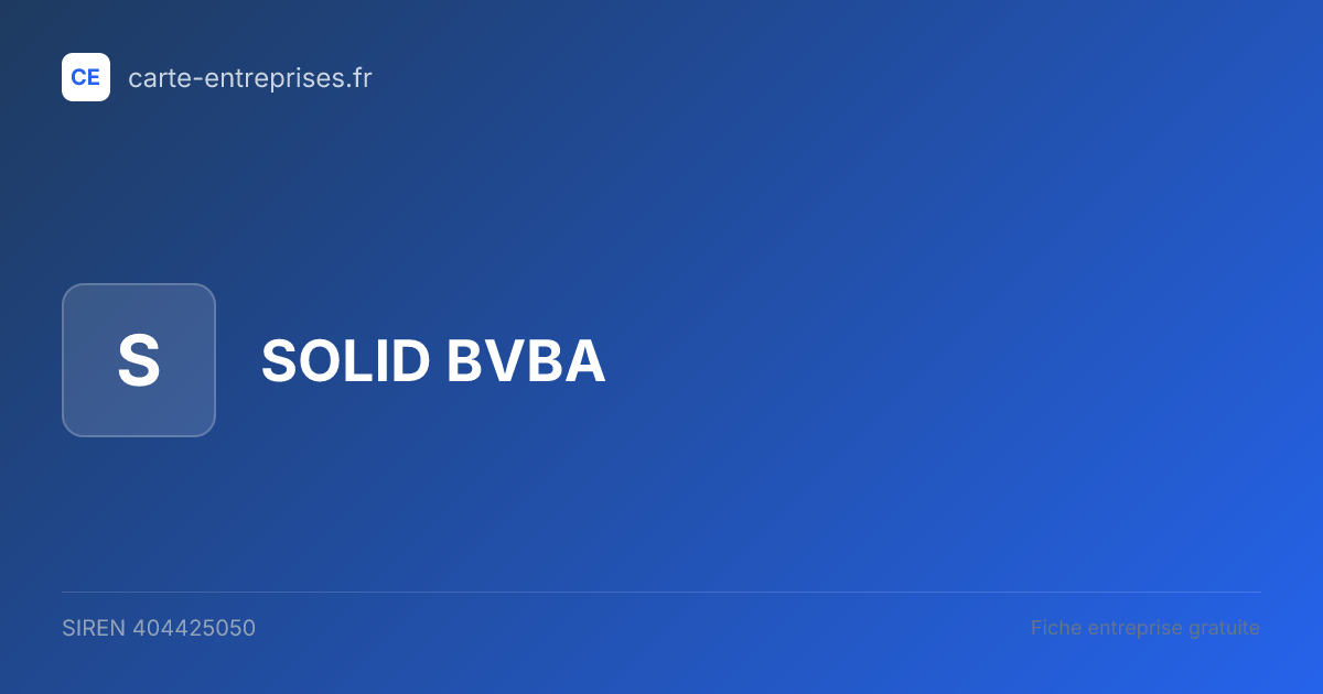 SOLID BVBA — 404425050 — fiche entreprise