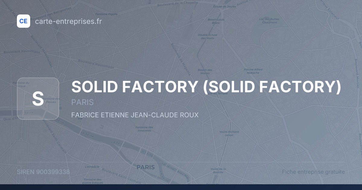 SOLID FACTORY — 900399338 — fiche entreprise