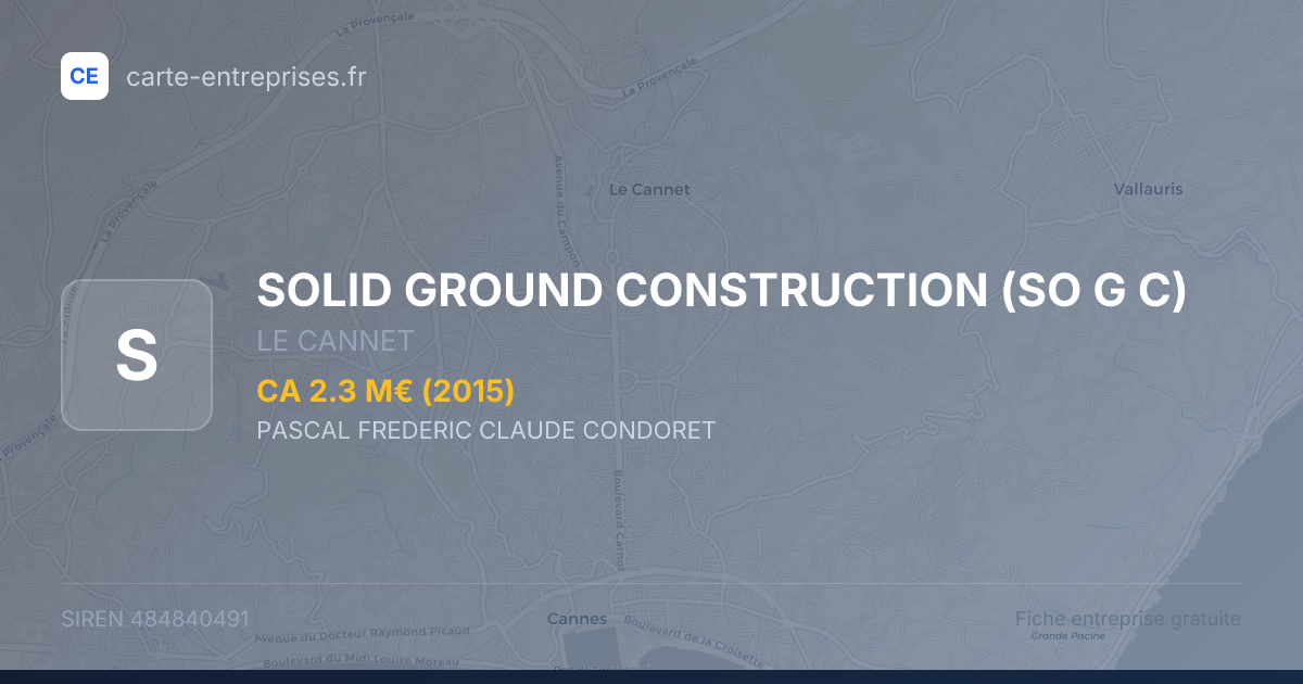 SOLID GROUND CONSTRUCTION (SO  G  C) — 484840491 — fiche entreprise