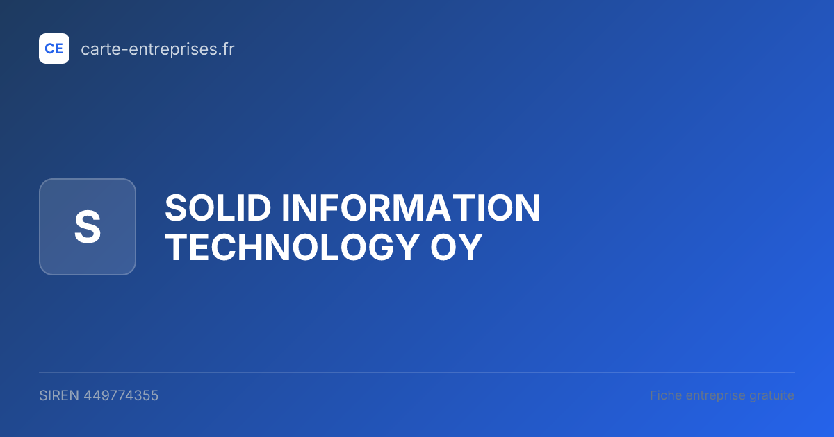 SOLID INFORMATION TECHNOLOGY OY — 449774355 — fiche entreprise