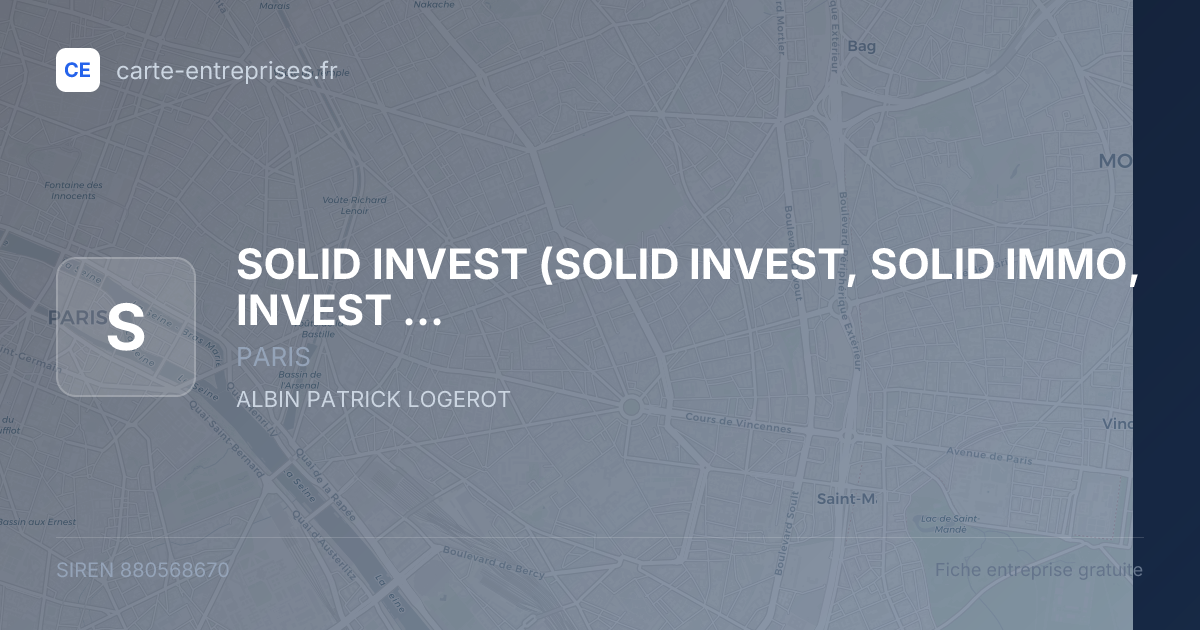 SOLID INVEST (SOLID INVEST, SOLID IMMO, INVEST VERT, SOLID-IMMO) — 880568670 — fiche entreprise