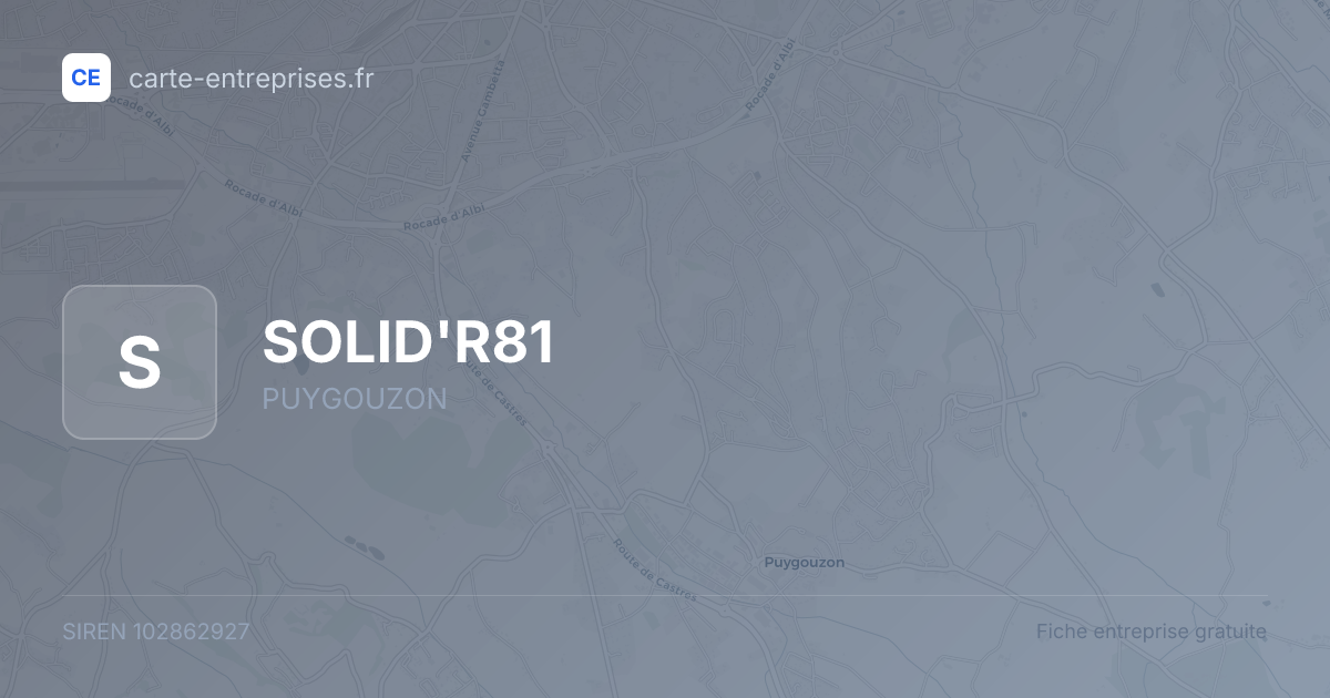 SOLID'R81 — 102862927 — fiche entreprise