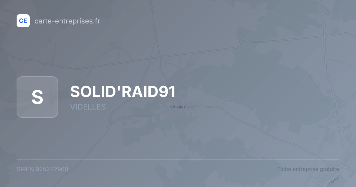 SOLID'RAID91 — 925222960 — fiche entreprise